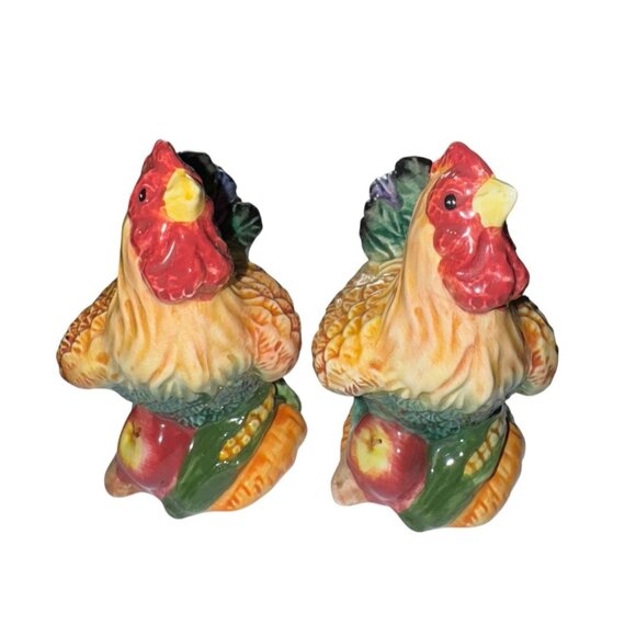 Vintage Ceramic Rooster Figurine Set - Picture 2 of 6